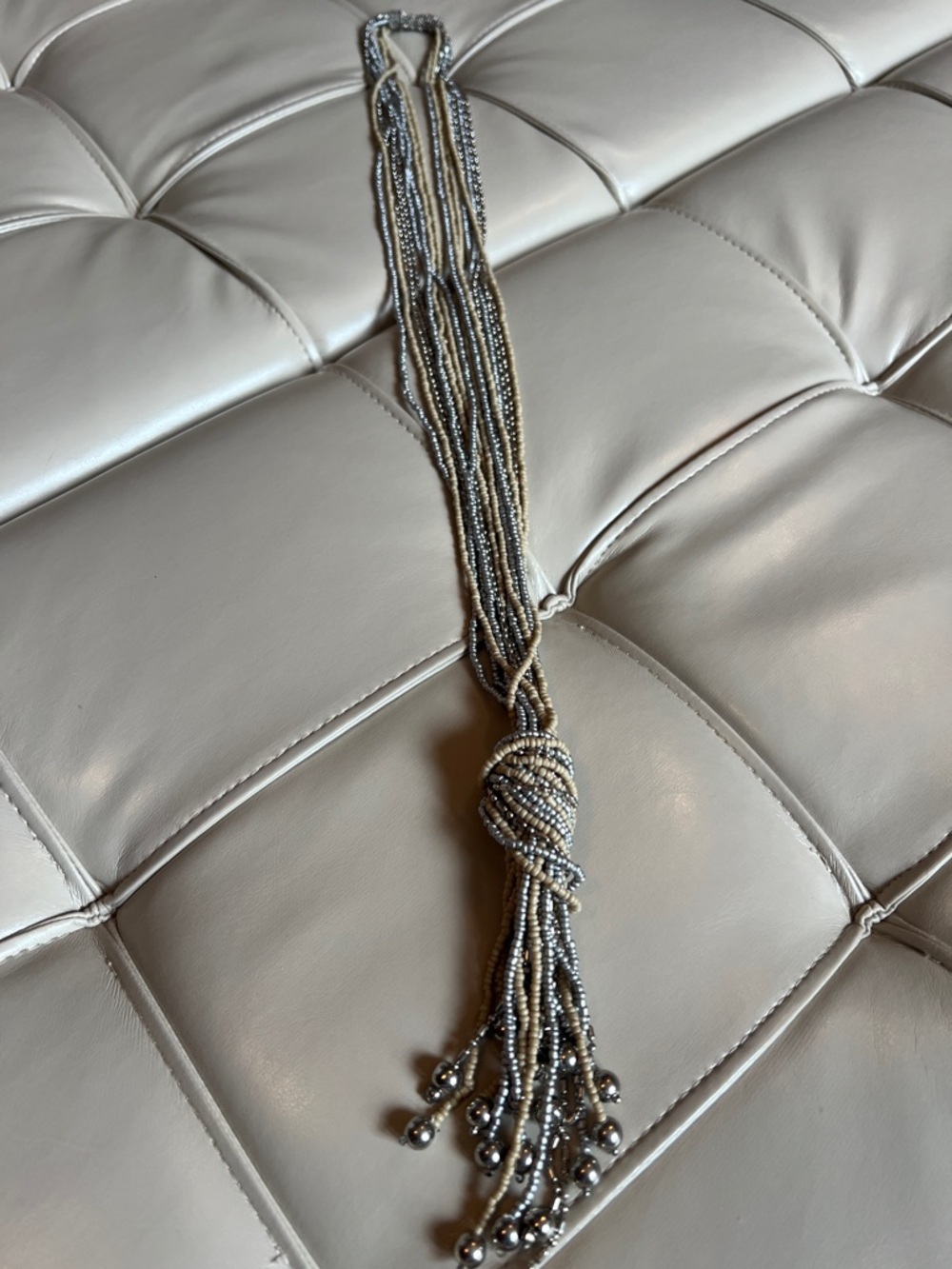 Beaded Tassel Hair Accessory in Silver and Gray